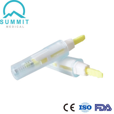 Lança de segurança de uso único com mecanismo de furado automático 26G 1,8 mm Amarelo