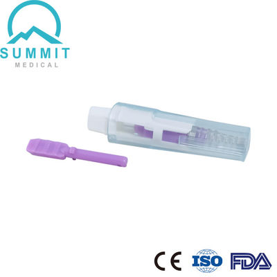 Lança de Segurança Ativada por Pressão Estéril 28G 1.8mm Roxo 100 peças por caixa