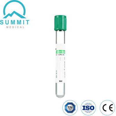 Tubo de sangue verde superior com heparina de sódio ou aditivo de heparina de lítio, 4 ml