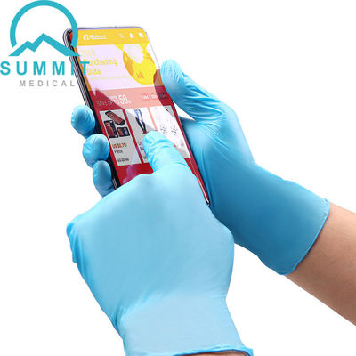 Luvas descartáveis médicas do exame do nitrilo azul 240mm
