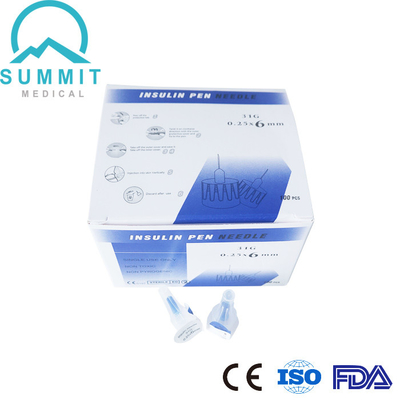 Injeção Pen Needles 31G 6mm da insulina do diabético 100 partes