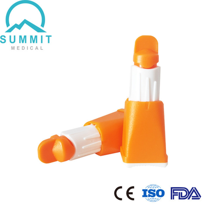 Laranja ajustável da lanceta de sangue 28G da segurança dos ajustes múltiplos da profundidade 1.3mm/1.8mm/2.3mm